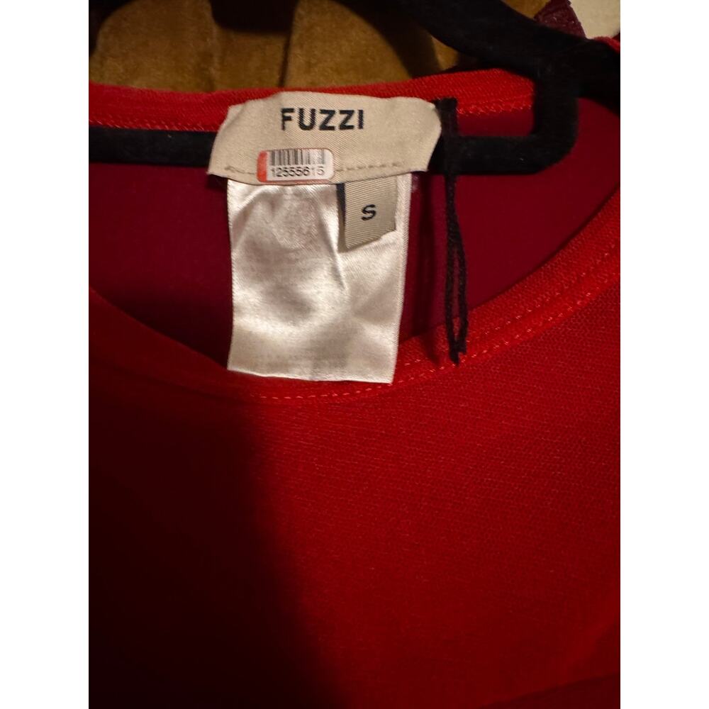 Fuzzi Long Sleeve Ruched Sheer Mesh Gown Red Size S Italy Pre-Loved MSRP $495 - Picture 2 of 2